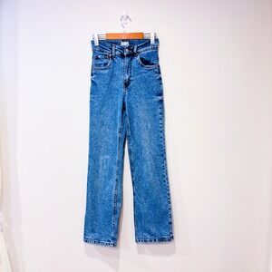 RE/USED High Rise Straight Leg Jeans Blue Wash Stretch Size 25